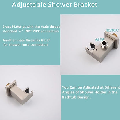 Bathroom Rainfall Shower System Wall Mount 8 Inch Shower Head With Handled Spray 6 Pcs jets Temperature Display Shower Faucet Set (Brushed Nickel)