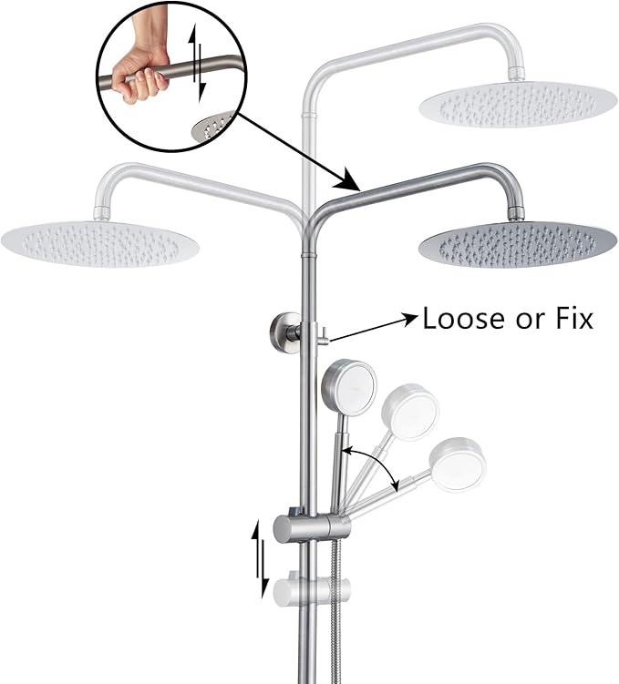 Shower Faucet - Shower Faucets Sets Complete, Shower System - Outdoor Shower Kit/Outdoor Shower Fixtures W/ SS304 Shower Head with 3 modes Handheld, Brushed Nickel
