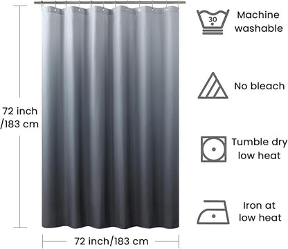 Grey Shower Curtain, Gray Ombre Microfiber Fabric Shower Curtains for Bathroom, Modern Waterproof Bathroom Curtains, 72" W x 72" H