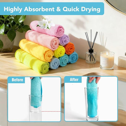 Orighty Washcloths Towels Set 20 Pack, Highly Absorbent and Soft Feel Microfiber Face Cloths, Multi-Purpose Wash Cloths & Hand Towels for Bathroom, Hotel, Spa, and Gym, 11.5x11.5 Inch, Multicolor