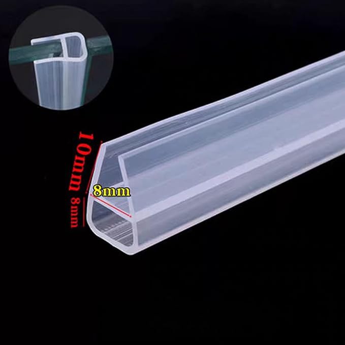Frameless Soft Shower Door Sweep Seal Drip Rail, Glass Shower Silicone Door Seal Strip,Weatherproof Silicone Seal Fit for Glass (U Type, 8mm (5/16"))