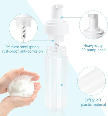 Foam Pump Bottle 5.1oz/150ml Clear Empty Foam Bottle Pump, Travel Foam Bottle for Soap, Shampoo, Cleaning Foam Dispenser Bottle Refillable (6 Pack)