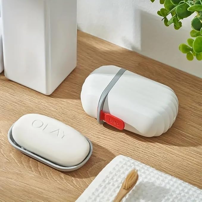 Zulay Kitchen Pack of 2 Portable Plastic Soap Dish Box for Travel Bathroom Soap with Cover for Bathroom(Multicolor)