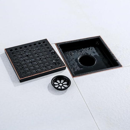 RANDOM Oil Rubbed Bronze Shower Drain Square 6 Inch Shower Floor Drain Grate & Removable Hair Strainer 304 Stainless Steel Shower Drain Cover Bathroom Accessories.RD98738-ORB