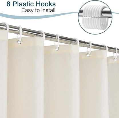 AooHome Fabric Polyester Shower Curtain, Small Size Bathroom Curtain for Hotel, Weighted Hem, Water Repellent, Beige, 48 x 72 Inch