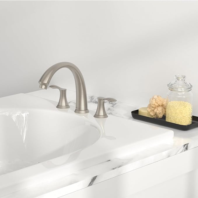 8 inch Widespread Roman Tub Faucet, Lava Odoro Brushed Nickel Tub Faucet with Valve, Solid Brass High Flow 3 Hole Tub Filler, 2 Handle Faucets for Soaking Tub TF405-BN