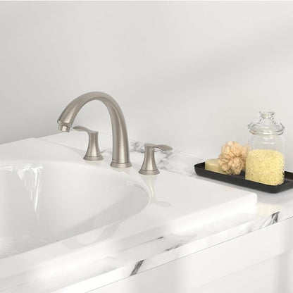 8 inch Widespread Roman Tub Faucet, Lava Odoro Brushed Nickel Tub Faucet with Valve, Solid Brass High Flow 3 Hole Tub Filler, 2 Handle Faucets for Soaking Tub TF405-BN