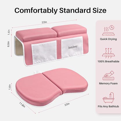 Odor-Free Baby Bath Kneeler and Elbow Rest Pad Set, 1.6'' Thick, Quickly Dry, Bathtub Kneeler Pad with Baby Toys & Bath Accessories Storage, Bath Kneeling Pad and Elbow Pad for Baby Tub(Pink)