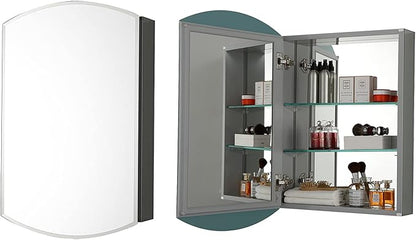 Blossom 20x31 Inch Aluminum Medicine Cabinet with Mirror – Recessed or Surface Wall Mounted Bathroom Storage with Adjustable Glass Shelves, Soft Close Hinges, Rust-Resistant and Modern Mirrored Design