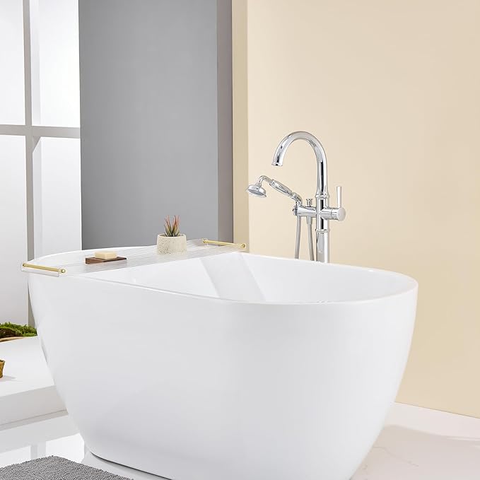 Free Standing Tub Faucet Chrome Tub Filler Freestanding Bathtub Faucets Brass Tub Faucet with Hand Shower