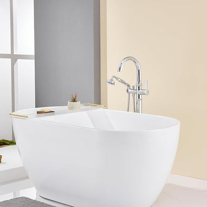 Free Standing Tub Faucet Chrome Tub Filler Freestanding Bathtub Faucets Brass Tub Faucet with Hand Shower