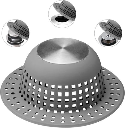 Shower Drain Hair Catcher, Bathtub Drain Cover Foldable Silicone Shower & Tub Protector for Pop-Up & Regular Drains