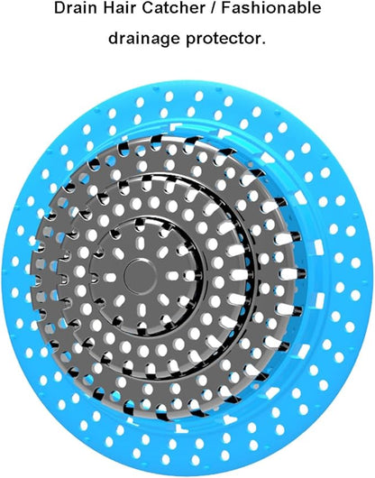 Drain Hair Catcher/Bathtub Shower Drain Hair Catcher(Blue) /Suitable for Bathroom Bathtub, Regular Drains. (Patented Product)
