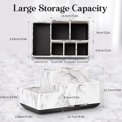 Toothbrush Holder,Bathroom Organizer Countertop, 5 Compartments Multifunctional Storage for Cosmetic, Makeup, Office Stationery Pencil,Toothpaste, Toothbrush,Ideal Gift for Home, Office