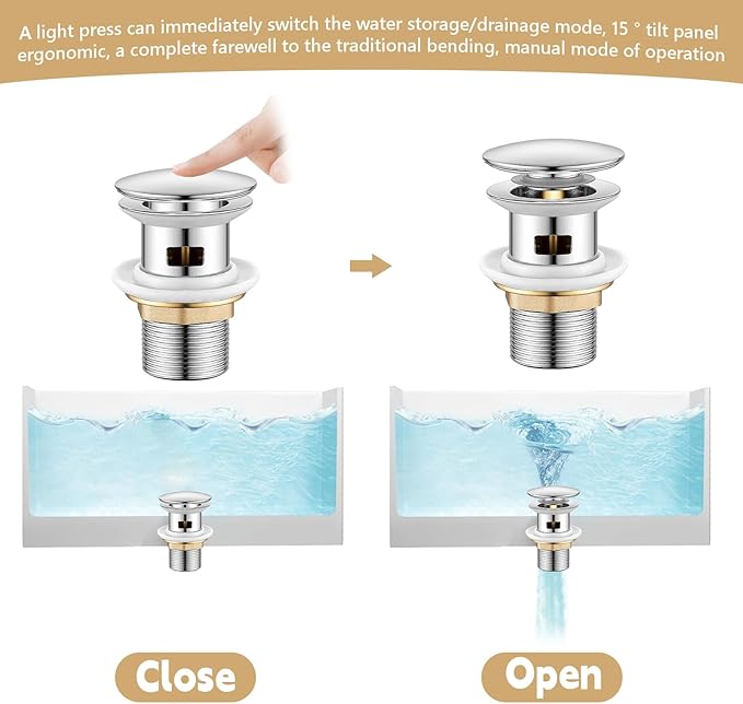 【Limited-time Promotion】 Pop Up Freestanding Tub Drain Plug, 2025 Upgraded freestanding tub Drain，Rust-Proof and Clog-Proof (for Most freestanding bathtubs) (Cold Silver)