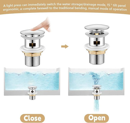 【Limited-time Promotion】 Pop Up Freestanding Tub Drain Plug, 2025 Upgraded freestanding tub Drain，Rust-Proof and Clog-Proof (for Most freestanding bathtubs) (Cold Silver)