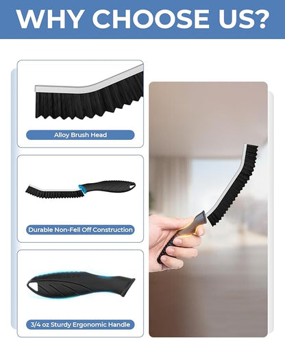 Crevice Cleaning Brushes, Cleaner Scrub Brush Tool for Hard to Reach Tight Space, Home Essentials, Serrated Scrub Brushes, Cleaning Supplies for Shower, Bathroom, Kitchen, Toilet (3, Black)