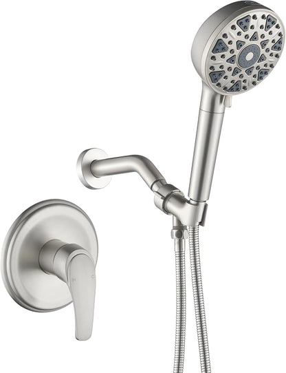 Shower Faucet Set with 7 Functions Handheld Shower Head Filter Shower Combo Set Shower System Shower Trim Kit Brushed Nickel