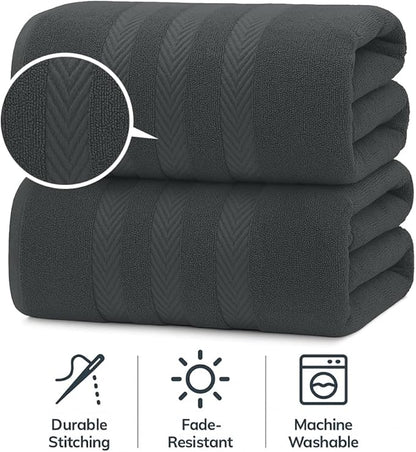 RIVERSIDE Pack of 2 Extra Large Bath Sheets 35 x 70 Inches - 100% Ring Spun Cotton Hotel Quality Oversized Bath Towels - Super Soft, Highly Absorbent & Quicker to Dry - Grey