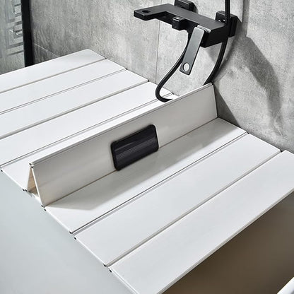 Adjustable Foldable Dust-Proof Bathtub Cover White,Waterproof Shutter Bathtub Tray & Laptop Desk 2 in 1 Fits Most Tubs,Modern Bath Tub Racks for Home (0.7Mx1.1M（2.3FTx3.6FT）, 0.47in Thick)