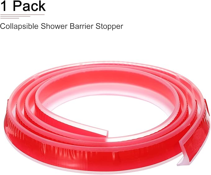 59"x0.8"x0.5" (LxWxH) Collapsible Shower Barrier Stopper - 1 Pack - Good for Bathroom Kitchen - L Shape Water Splash Guard Blocker - Clear