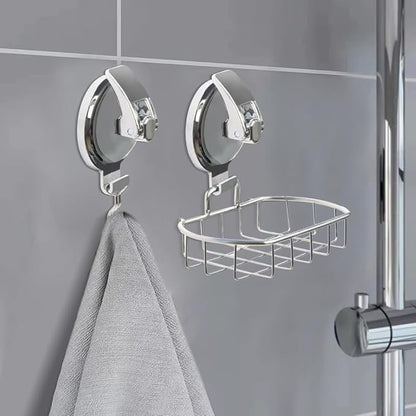 Heavy Duty Vacuum Shower Hooks, Glass Suction Cup Bathroom Robe Hooks - Reusable, No Hole Punched, for Garland Decoration (Gold, 2 Pack)