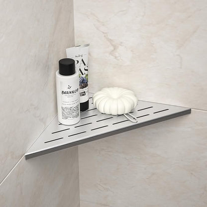 Corner Shower Shelf, 12" Brushed 304 Stainless Steel Slot Design Recessed Corner Shelves 2 Pack Bathroom Grout in Shelf for Tiled Wall, Large Size