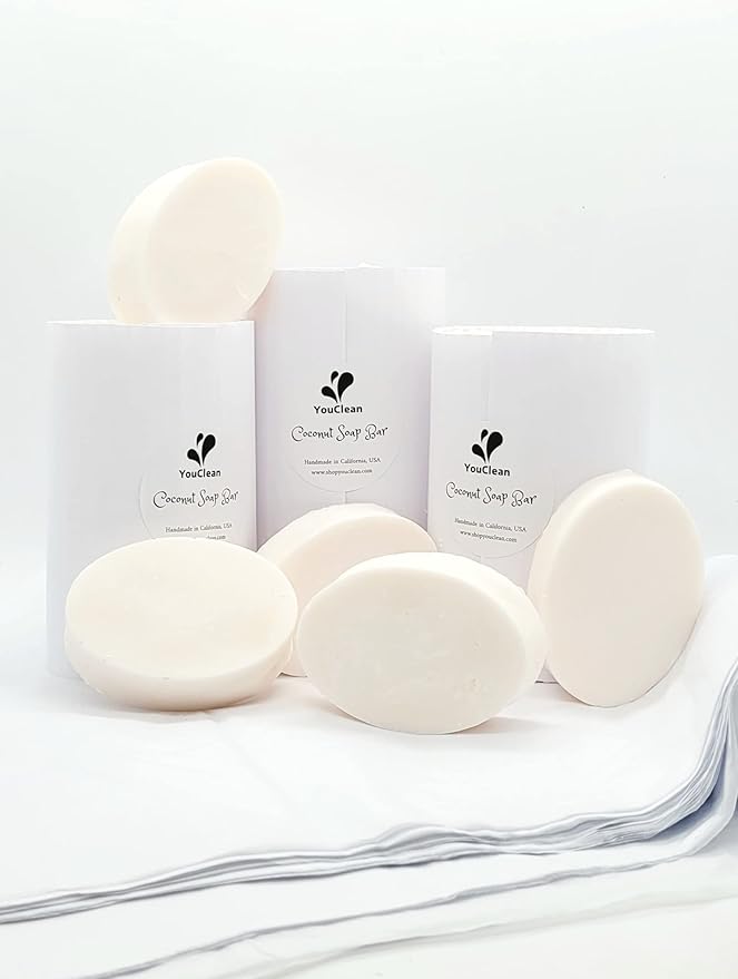 All Natural Creamy Coconut Soap Bar - Handmade in California- 3.5 oz (Pack of 10)