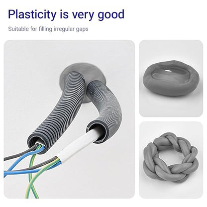 Moldable Silicone Putty, Waterproof, Stay Pliable,Good Plasticity for Repair and Fill Various Gaps in Bathrooms, Fountains, Water Pipes, Walls (Grey)