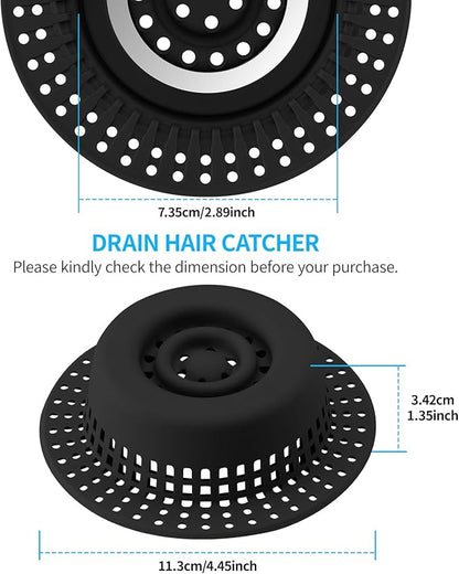 Bathtub Drain Hair Catcher, Shower Hair Drain Catcher Upgraded Protector with Silicone & Stainless Metal Designed for Pop-Up and Regular, Effective Without Slowing Drainage