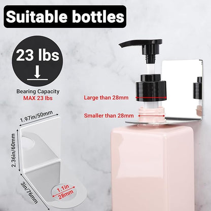 Segbeauty Stainless Soap Bottle Dispenser, 3 Pack Dia 1.1in 2.8cm Drill-Free Wall Mounted Rack, Adhesive Wall Mount Bottle Holder for Shower Gel Bathroom Toilet Kitchen, Sliver