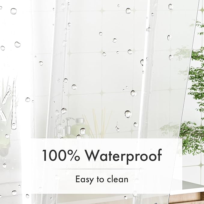 Amazer Plastic Shower Curtain Liner with Magnets, 72x72 Frosted Shower Liner PEVA Waterproof Inside Shower Curtains Liner for Bathroom with Rustproof Grommet