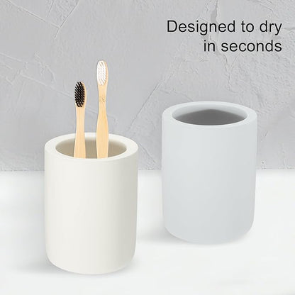 Toothbrush Holder, Diatomite Bathroom Organizer, Toothbrush & Toothpaste Holder Cup, Vanity Storage Solution for Bathrooms, Light Grey, 1Pc