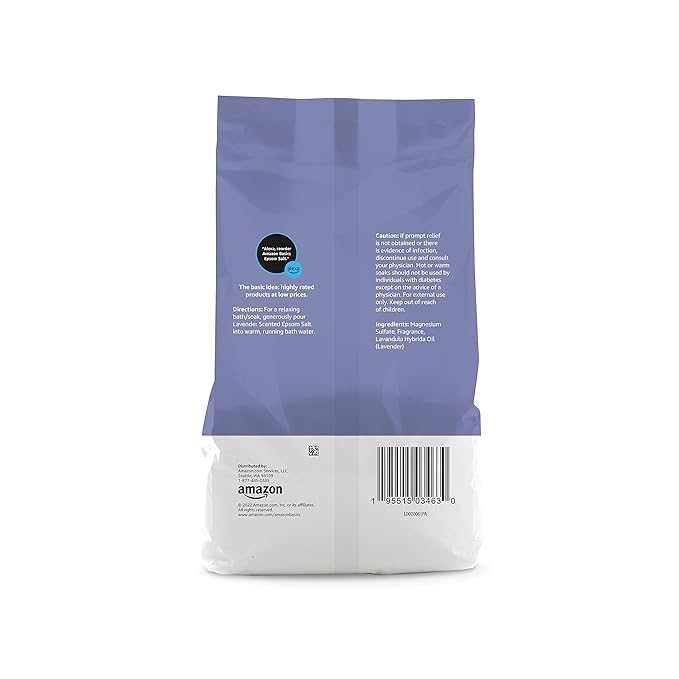 Amazon Basics Epsom Salt Soaking Aid, Lavender Scented, 3 Pound, 6-Pack (Previously Solimo)