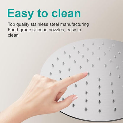 All Metal Rain Shower Head - Heavy Duty Stainless Steel, Easy Install, High Water Flow, Ultra-Thin Modern Design for Bathroom (Brushed Nickel, 8)