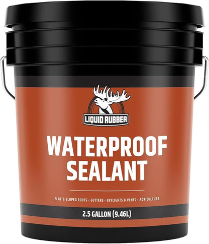 Liquid Rubber Waterproof Sealant – DIY Leak Repair Coating for Flat, Metal & Low Slope Roofs, Foundations, Gutters & More – Flexible Protective Membrane - Black - 2.5 Gallon
