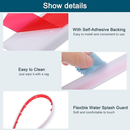 uxcell 39 Inch Collapsible Shower Barrier Stopper Water Splash Guard Blocker 39"Lx0.8"Wx0.5"H for Bathroom Kitchen Wet and Dry Separation, White