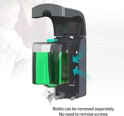 Foaming Hand Soap Dispenser, 35oz (1000ml) Manual Refillable Wall Mount Soap Dispenser, Durable ABS Plastic, for Commercial/Home/Bathroom/Kitchen, Semi-Transparent Black, CHUANGDIAN