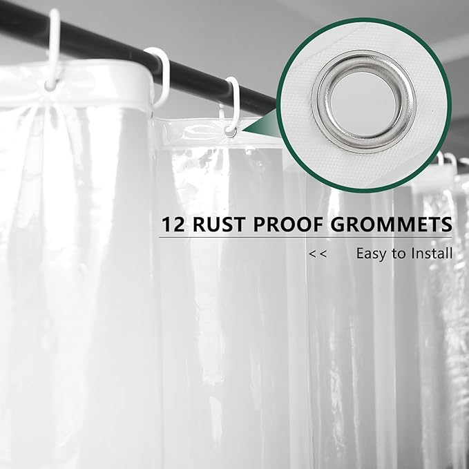 AooHome Thin Clear Extra Long Shower Curtain Liner, 72x96 Premium Light Weight EVA 4G Plastic Bathroom Shower Liner with Rustproof Metal Grommets and 5 Magnets for Shower Stall, Bathtubs (No Hooks)