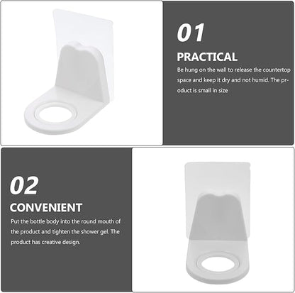 10Pcs Adhesive Hook Rack Multi-Purpose Storage Rack Wall-Mounted Shower Gel Bottle Holder White Hole-Free Bathroom Hook for Shower and Kitchen Use