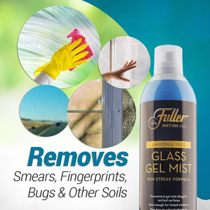 Fuller Brush Glass Gel Mist Spray – 14 oz Glass Cleaner for Windows, Mirrors and Plexiglass – Streak-Free Formula Safe for Tinted & Vertical Surfaces (Pack of 2)