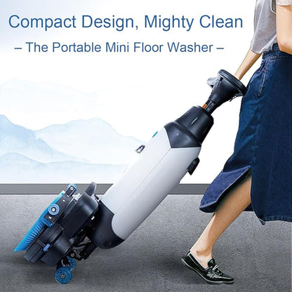 Professional-Grade Mini Floor Scrubber Ultra-Compact & Portable Cordless Design 90-120 Min Battery 16.9" Wide Cleaning for Home, Office, Bathrooms & Small Commercial Spaces, Tile & Sealed Floors