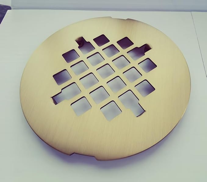 4-1/4 inches Snap-On Round Shower Drain Cover, Stainless Steel (Brushed Gold)