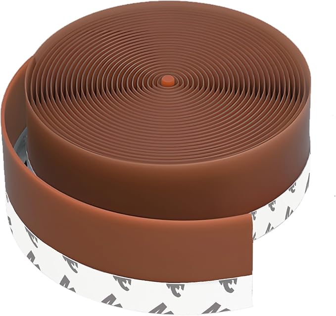 1.0in Brown Weather Stripping Door Seal – Flexible Silicone, Strong Adhesive, Seals Small Gaps for Winter Cold Draft and Wind Protection