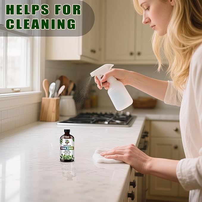 Tea Tree Essential Oil (4 oz/120 ml) — Tea Tree Oils for Aromatherapy, diffusers, humidifiers, Home fragrances, DIY Skincare, soap Making, DIY Candle, Relaxation, Yoga, and Meditation