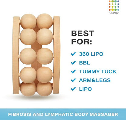 Bruizex Lymphatic Drainage Massager: Cellulite Massage Tool, Massage Roller, Fascia Blaster, Wood Therapy Massage Tools, Lymphatic Drainage Tool, Post Lipo Fibrosis Treatment, Maderoterapia Kit