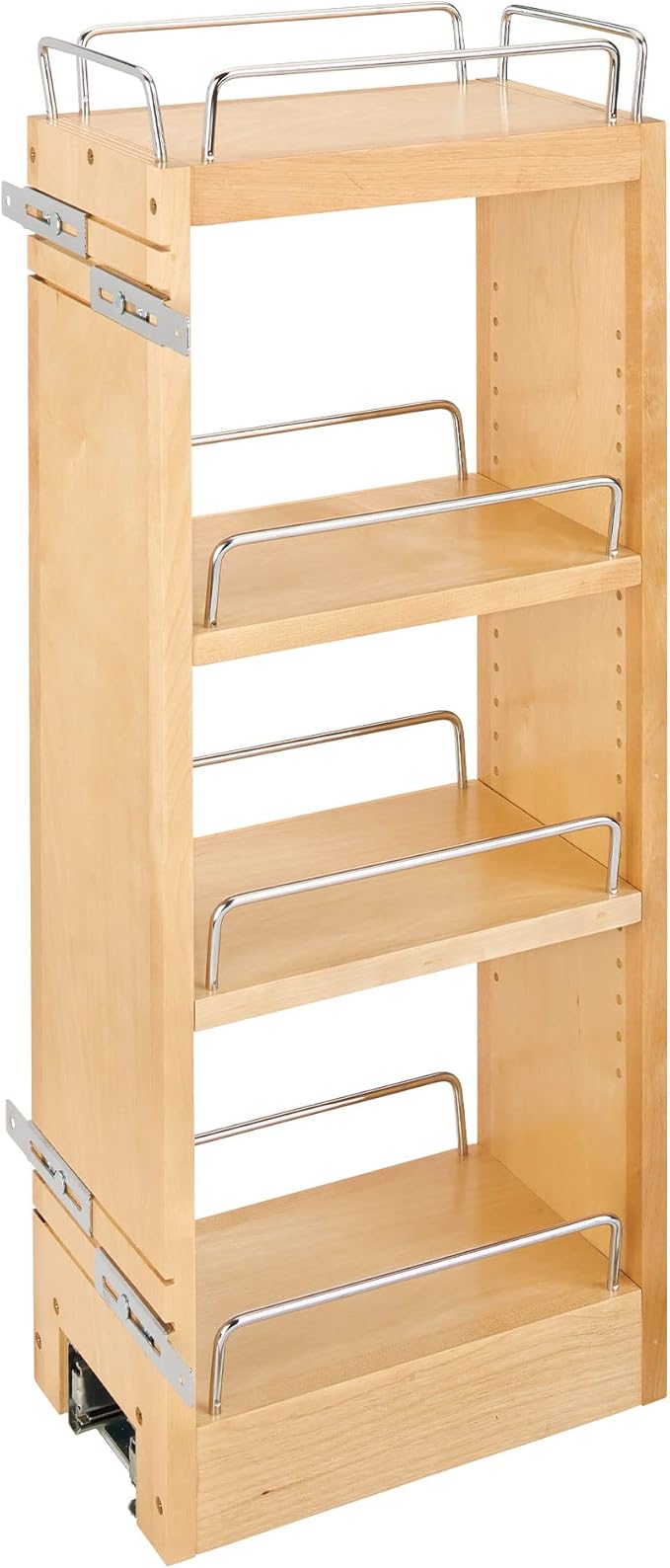 Rev-A-Shelf 6" Pull Out Shelf Organizer for Kitchen and Bathroom Cabinets, Wooden Slide Out Spice or Medicine Rack w/Soft-Close, 448-BBSCWC-6C