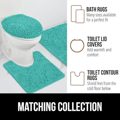 GORILLA GRIP Bath Rug Mat 36x24, Soft Absorbent Chenille, Quick Dry Microfiber Mats, Rubber Backing Washable Shower Floor Rugs, Bathmat Runner, US Designed Bathroom Home Decor Accessories Turquoise