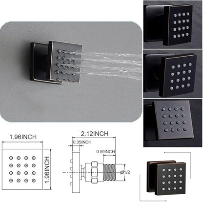 Temperature Display Oil Rubbed Bronze Shower System with 16X24 inch Ceiling Mounted Shower Head(Rain & Waterfall Modes), with 6 PCS Body Jet and Handheld Spray