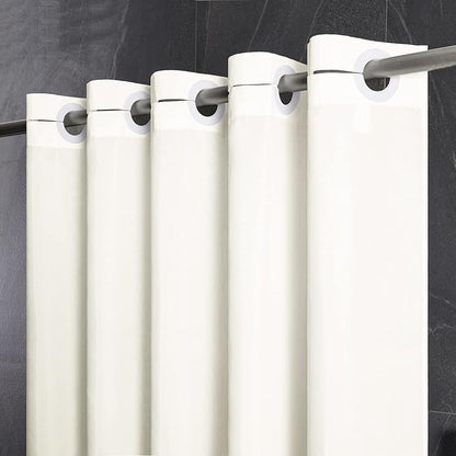 Furlinic Extra Long Shower Curtain 96 Inch Length,No Hook Polyester Fabric Bathroom Curtains,10 Plastic Split Grommets,Waterproof & Machine Washable,Beige,78x96 Inches